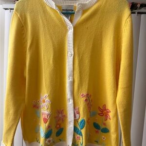 VTG Breckenridge Sz Petite Large Cardigan Button Up Knit Embroidered Floral